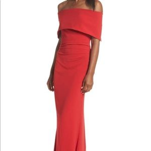Vince Camuto Red Off the Shoulder Long Dress